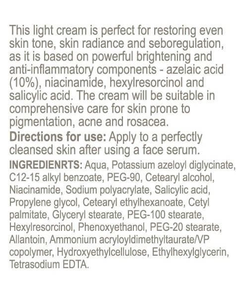 Освітлюючий легкий крем з азелаїновою кислотою 4-Synergy Brightening Cream Аzelaic Аcid 10% Derma Series 50 мл H113 - магазин професійної косметики SELENAVI